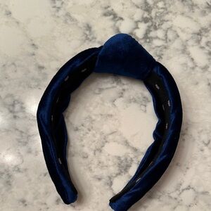 Lele Sadoughi blue velvet knotted headband